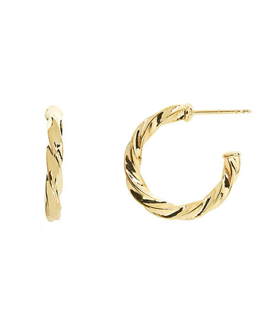 14KT Gold Dipped Twist Hoop Earring - 21MM