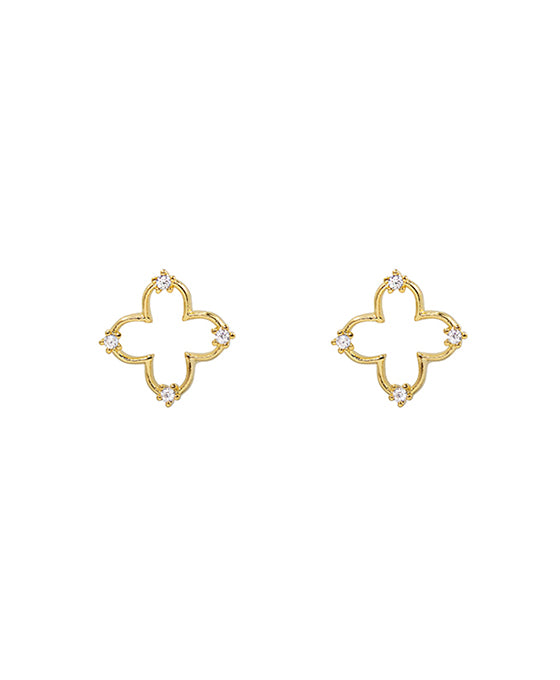 14K Gold Dipped Clover CZ Earring