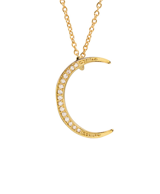 14K Gold Dipped Moon CZ Necklace