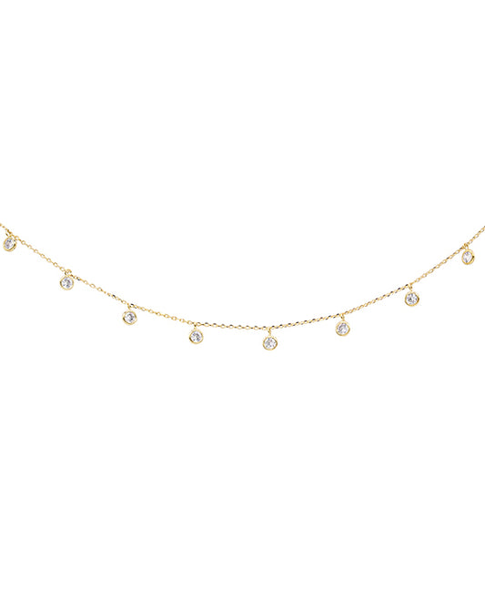 14K Gold Dipped Cubic Dangle Chain Choker