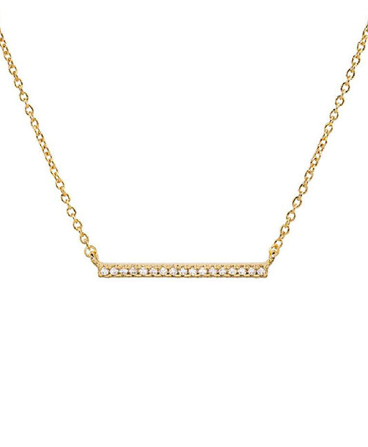 14KT Gold Dipped CZ 25mm Bar Necklace