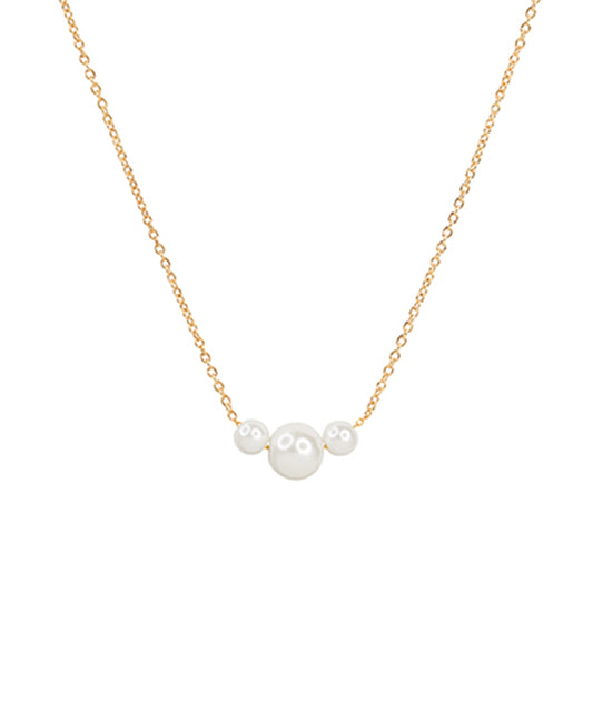 14K Gold Dipped Triple Pearl Necklace