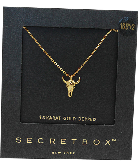 14K Gold Dipped Bull Head Necklace