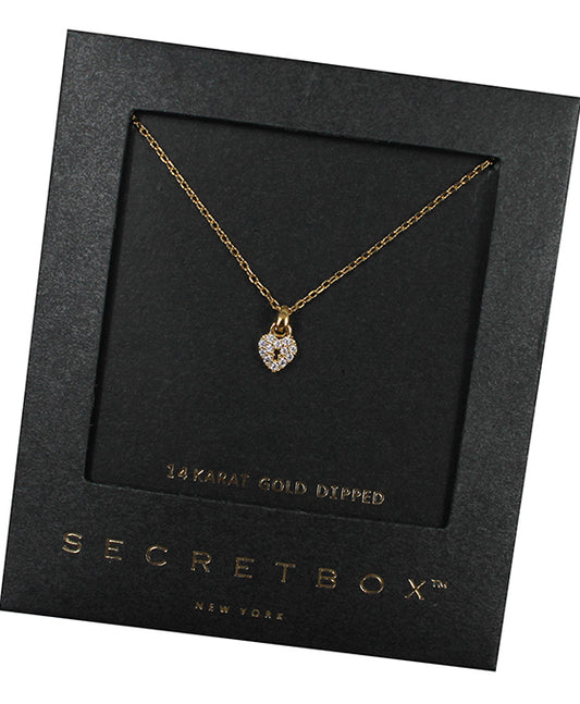 14K Gold Dipped Heart Lock CZ Necklace