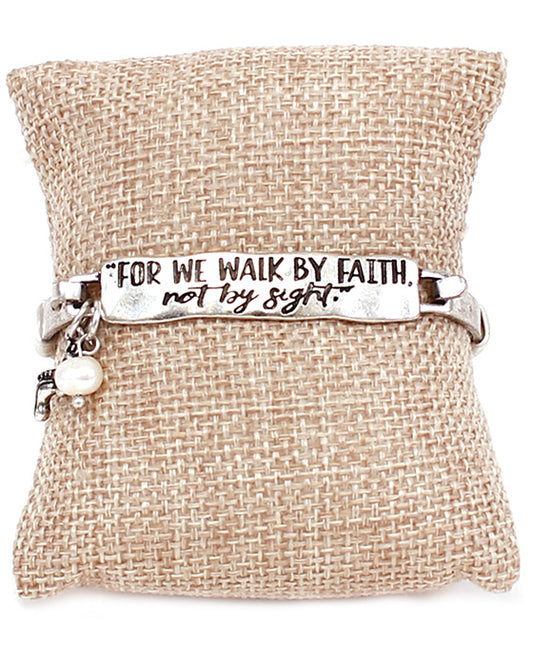 FOR WE WALK BY FAITH Bar Wire Bracelet