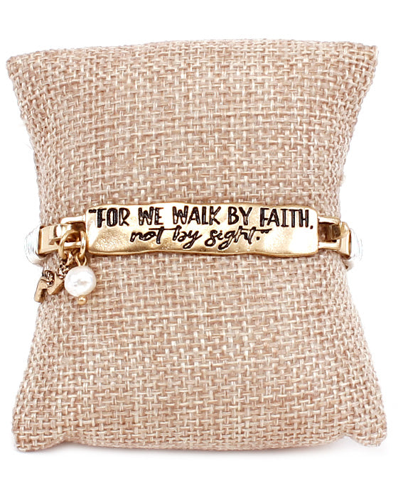 FOR WE WALK BY FAITH Bar Wire Bracelet