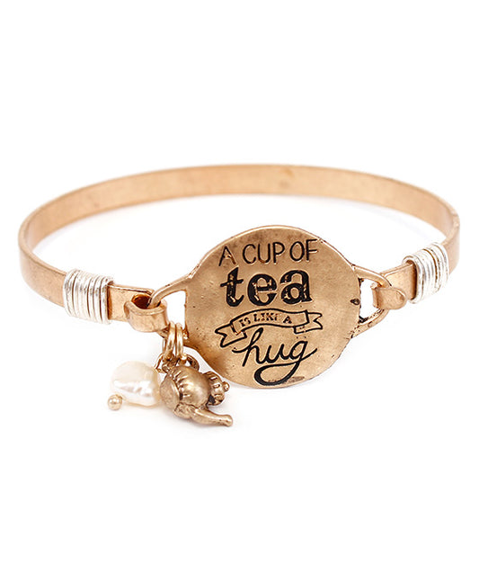 A CUP OF TEA IS LIKE A HUG Wire Bracelet