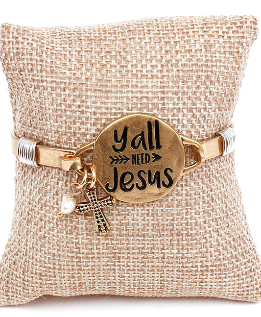 Y'ALL NEED JESUS Wire Bracelet