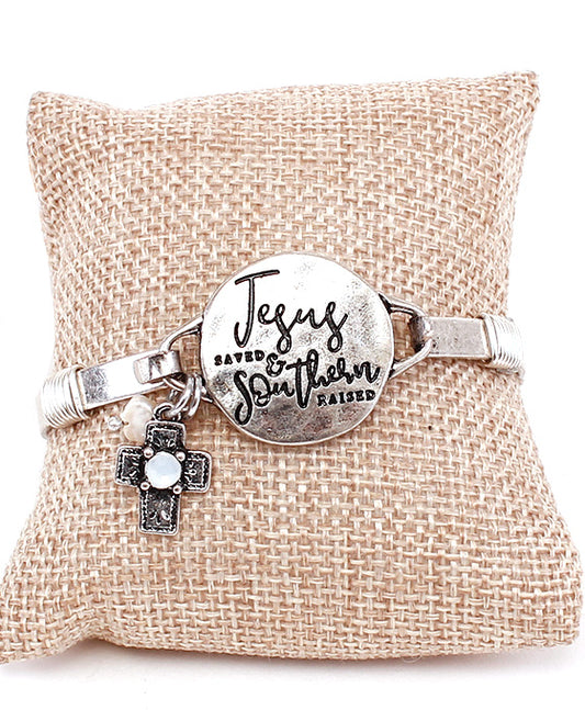 Message Bracelet - JESUS SAVED & SOUTHERN RAISED