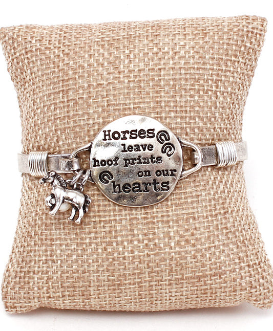 Message Bracelet - HORSES LEAVE HOOF PRINTS ON OUR HEARTS