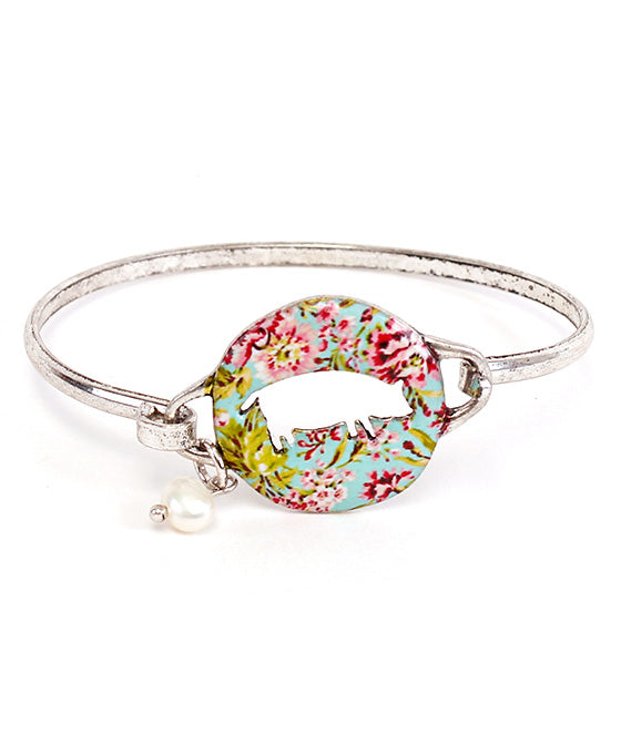 Floral Pig Cutout Wire Bracelet