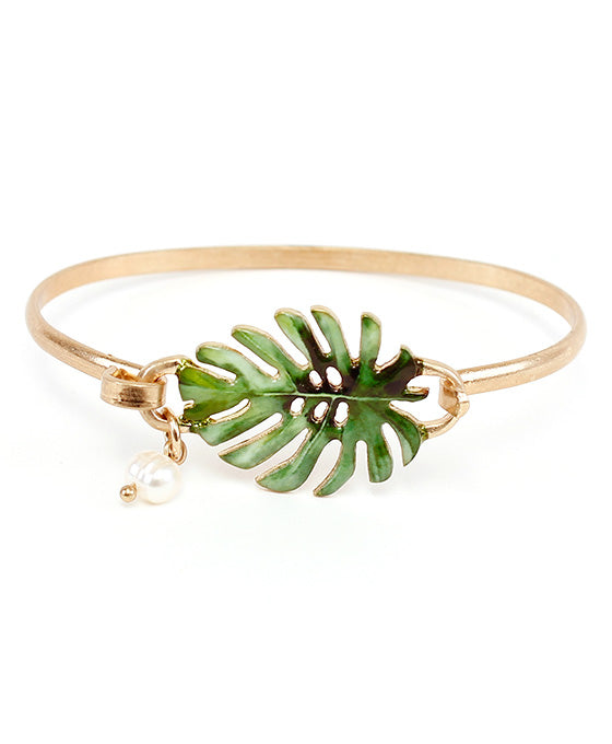 Palm Tree Leaf Print Wire Bracelet