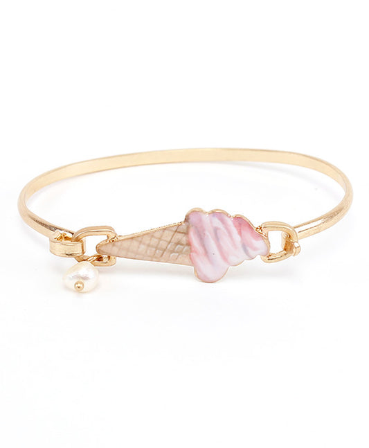 Pink Ice Cream Cone Print Wire Bracelet