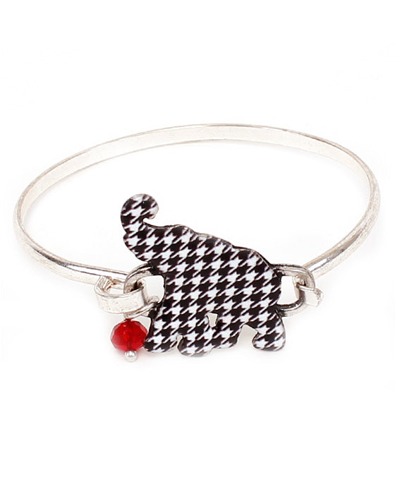 Elephant Houndstooth Print Wire Bracelet