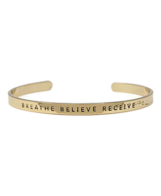 BREATHE BELIEVE RECEIVE Inspirational Bracelet