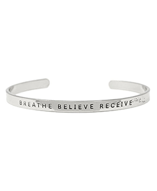 BREATHE BELIEVE RECEIVE Inspirational Bracelet