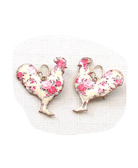 Rooster Floral Earring