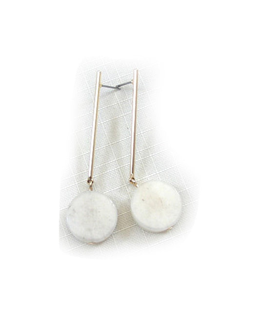 Long Drop Circle Semi Precious Earring