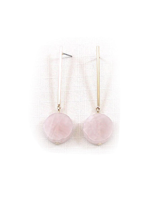 Long Drop Circle Semi Precious Earring