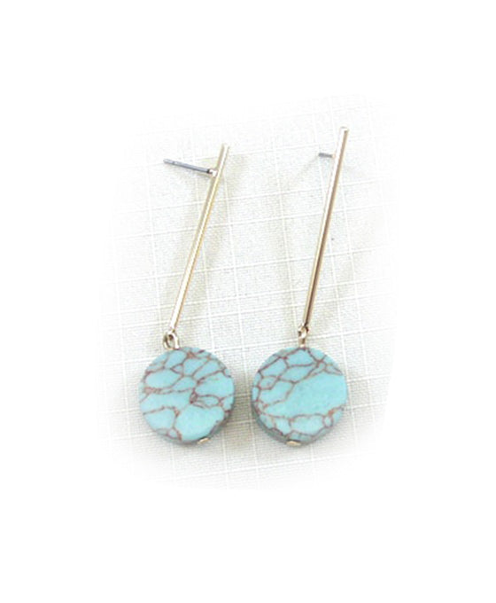 Long Drop Circle Semi Precious Earring