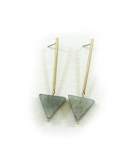 Long Drop Triangle Semi Precious Earring