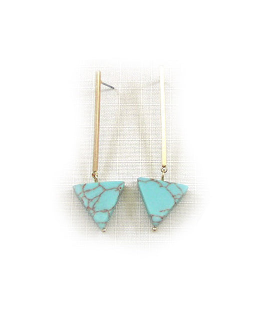 Long Drop Triangle Semi Precious Earring