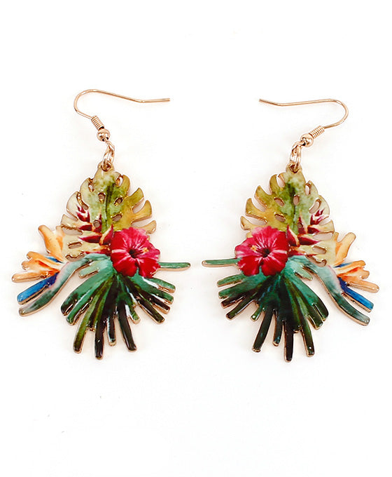 Tropical Leaf Print Earring