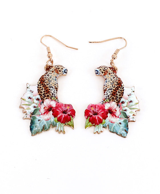 Leopard Floral Print Earring