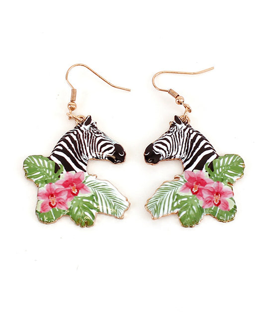 Zebra Floral Print Earring