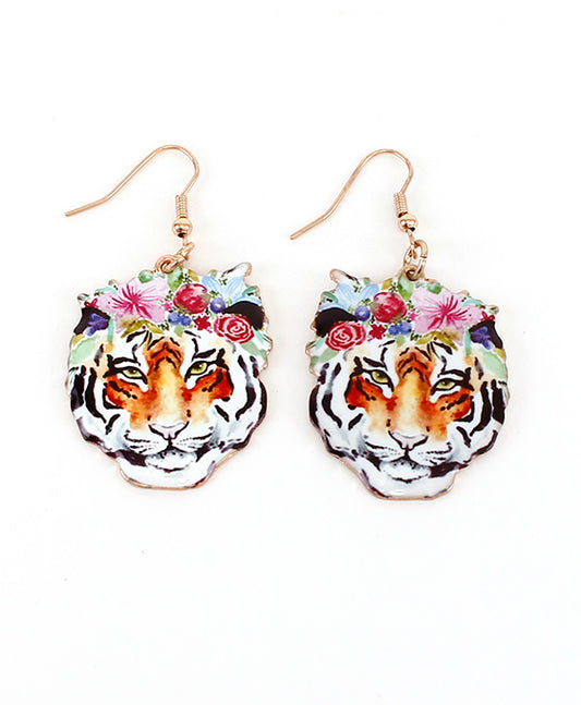 Tiger Floral Print Earring