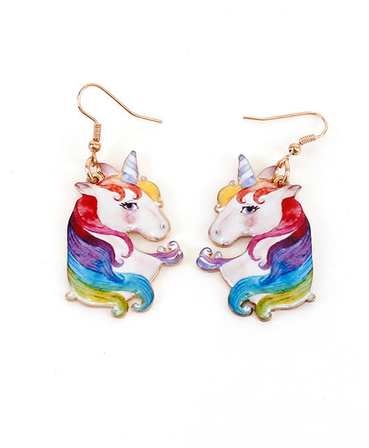 Rainbow Unicorn Print Earring