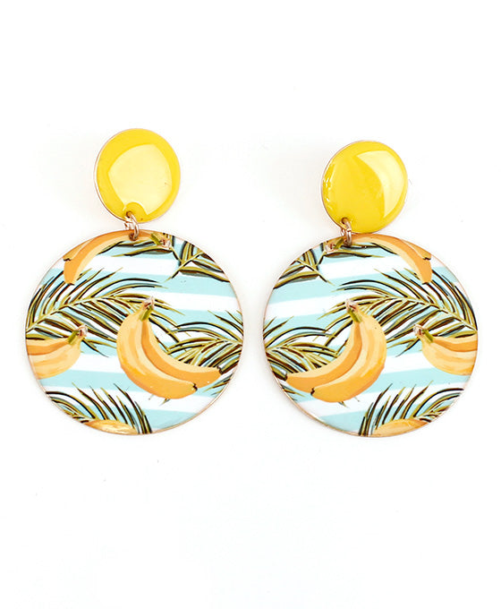 Banana Print Circle Earring