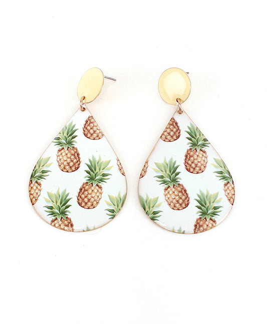 Pineapple Print Teardrop Earring