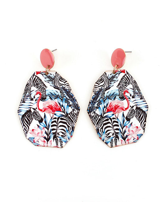 Zebra Print Geometric Earring