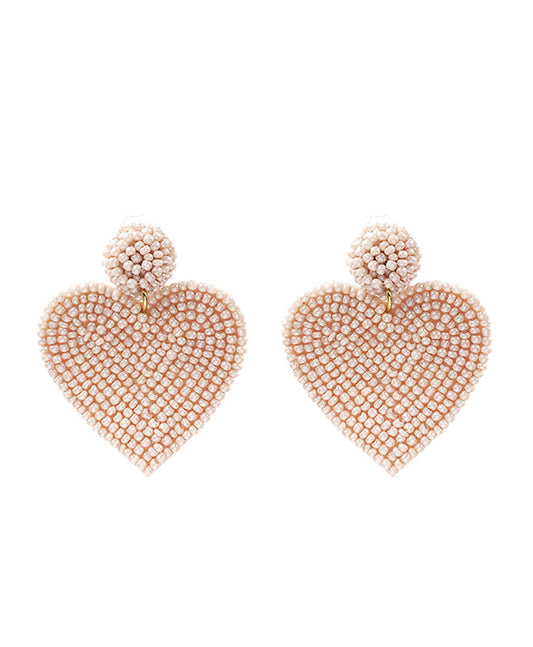 Seed Bead Heart Earring