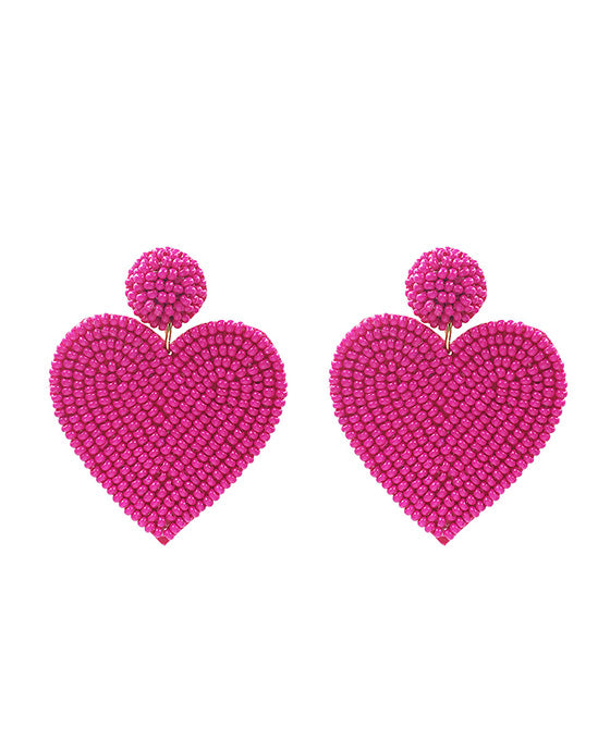 Seed Bead Heart Earring