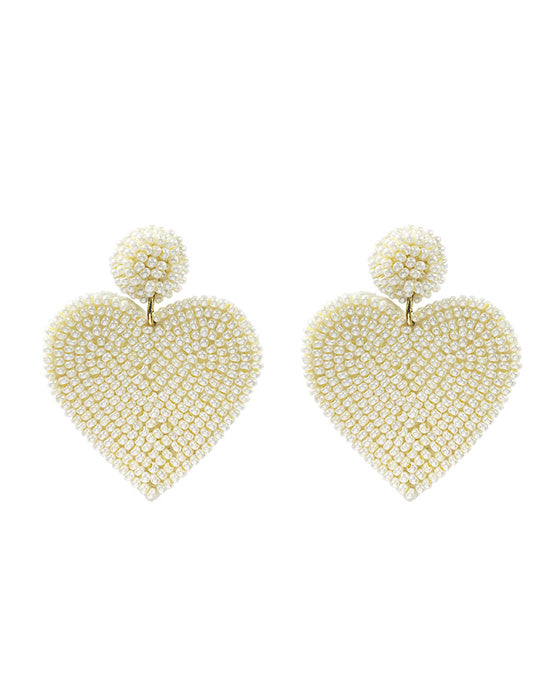 Seed Bead Heart Earring