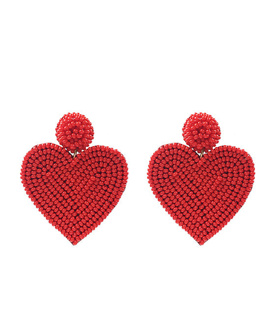 Seed Bead Heart Earring