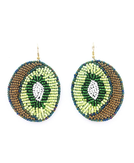 Seed Bead Kiwi Earring