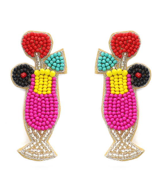 Cocktail Glass Seed Bead Earring