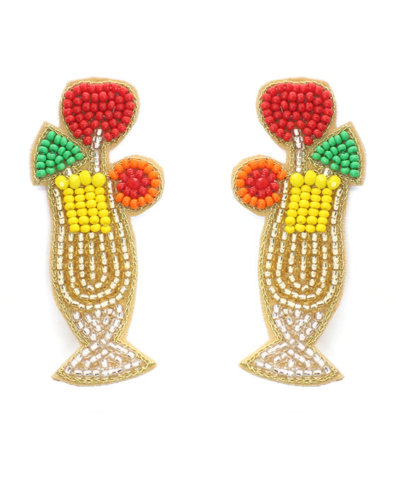 Cocktail Glass Seed Bead Earring