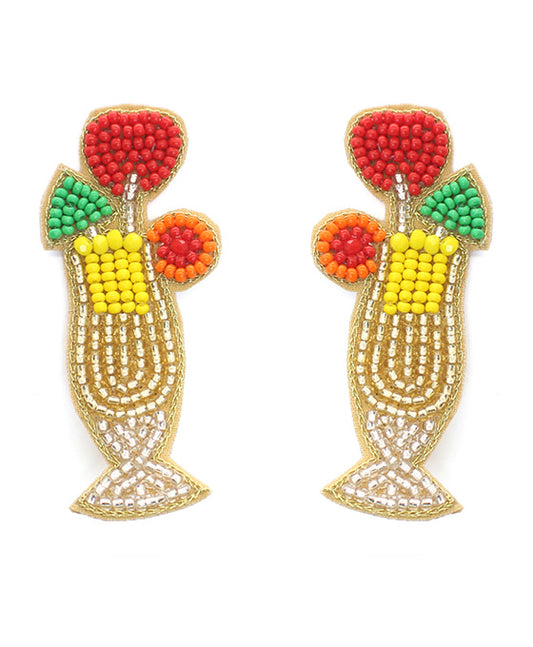 Cocktail Glass Seed Bead Earring