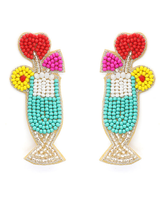 Cocktail Glass Seed Bead Earring