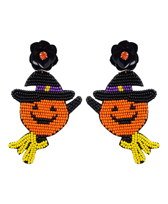 Halloween Beaded Pumpkin Earring