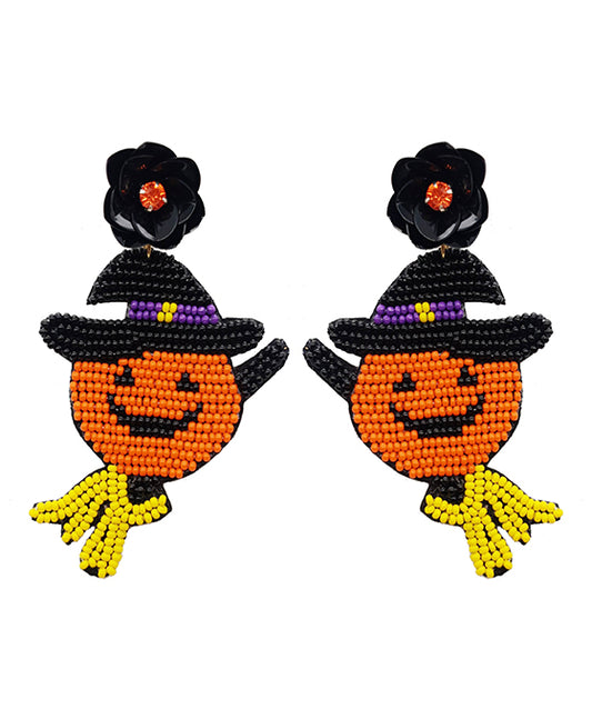 Halloween Beaded Pumpkin Earring