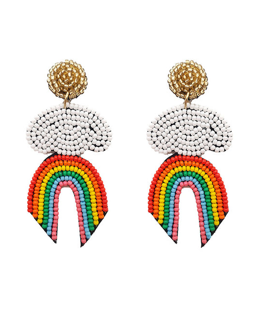 Rainbow Seed Bead Post Earring