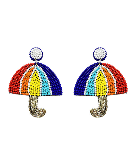 Rainbow Umbrella Seed Beaded Earring