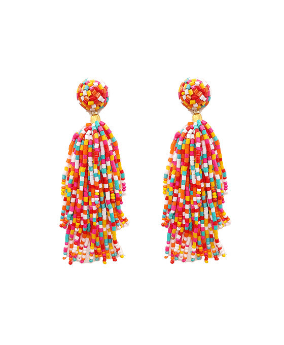 Seed Beaded Tassel Earring