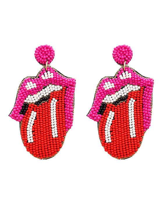 Tongue & Lip Seed Beaded Earring