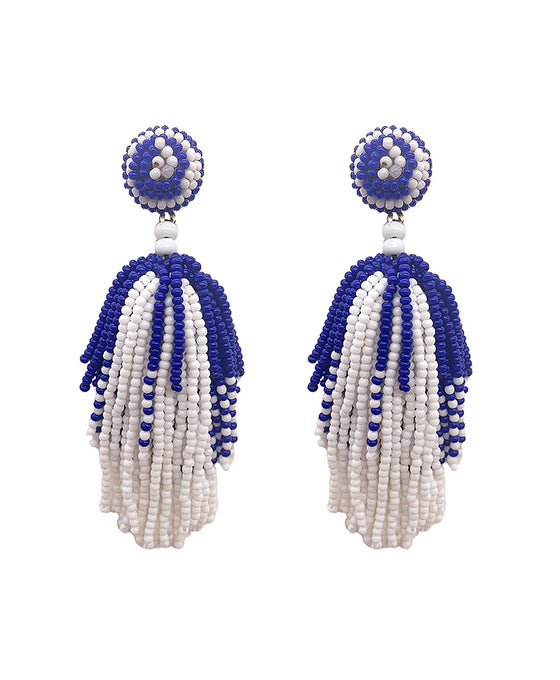 Seed Beaded Tassel Post Earring